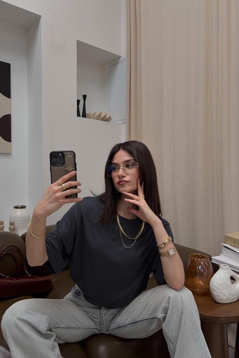 Oversıze Basic Tshirt Antrasit