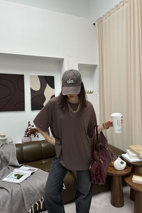 Oversıze Basic Tshirt Kahve