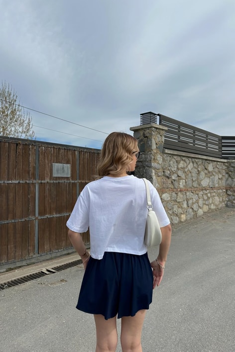 Oversize Crop Tshirt Beyaz