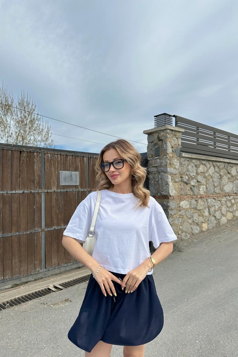 Oversize Crop Tshirt Beyaz