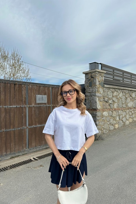 Oversize Crop Tshirt Beyaz