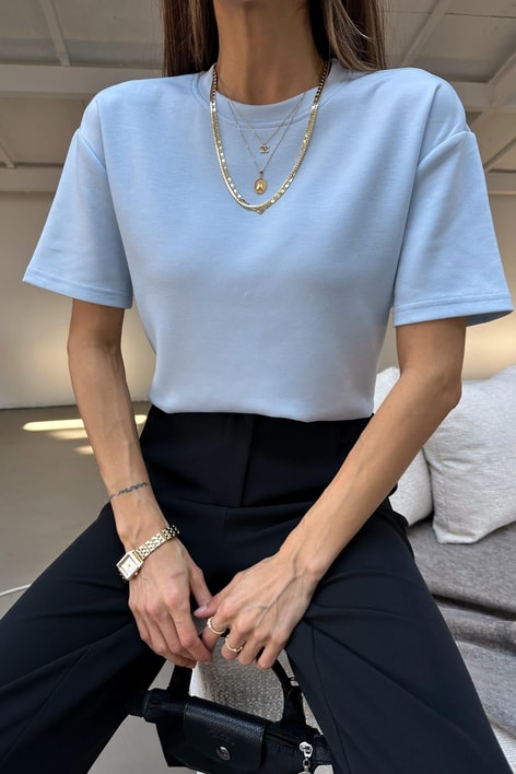 Oversize Modal Tshirt Açık Mavi