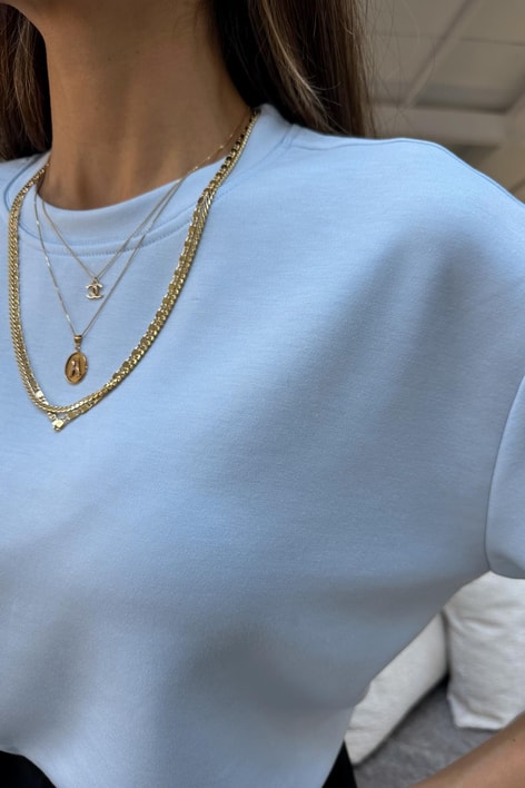 Oversize Modal Tshirt Açık Mavi