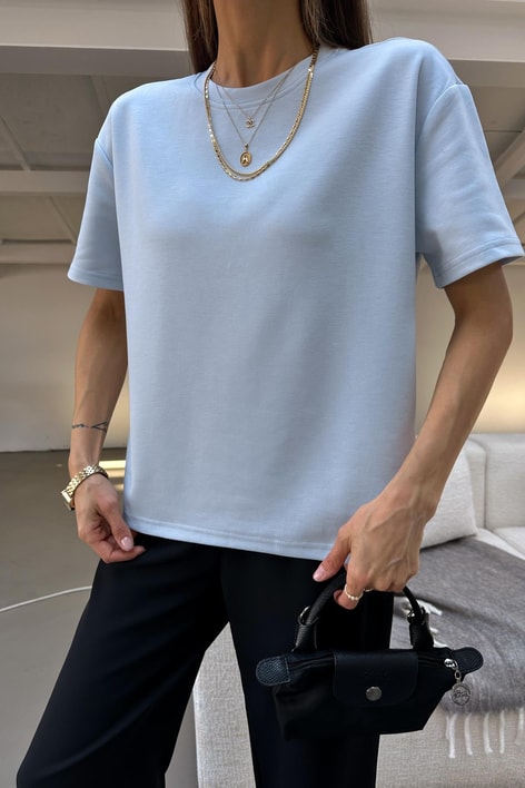 Oversize Modal Tshirt Açık Mavi