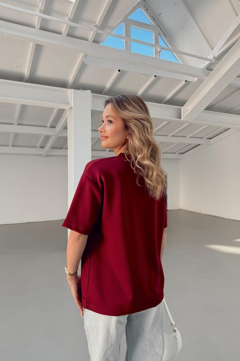 Oversize Modal Tshirt Bordo