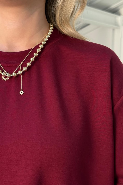 Oversize Modal Tshirt Bordo