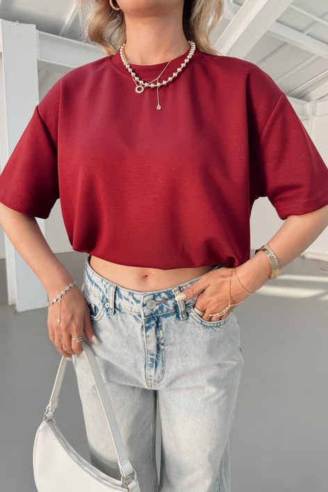 Oversize Modal Tshirt Bordo