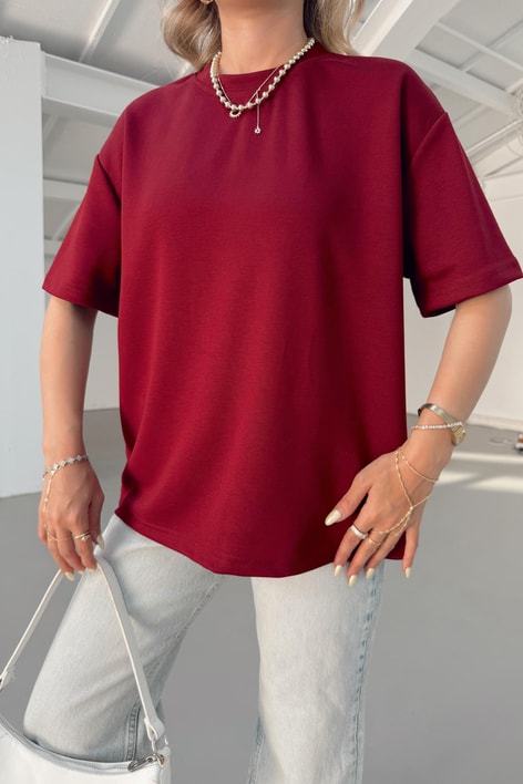 Oversize Modal Tshirt Bordo