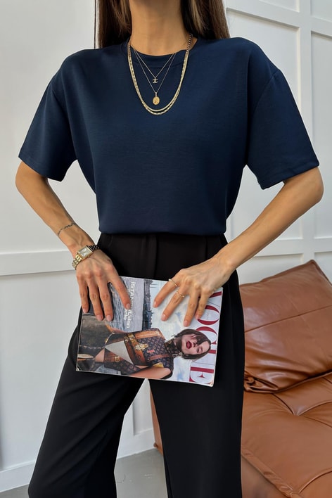 Oversize Modal Tshirt Lacivert