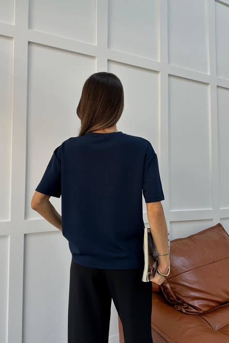 Oversize Modal Tshirt Lacivert