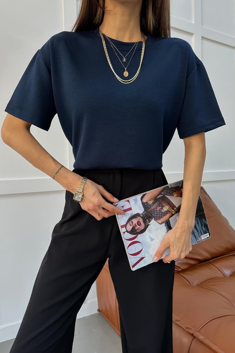 Oversize Modal Tshirt Lacivert