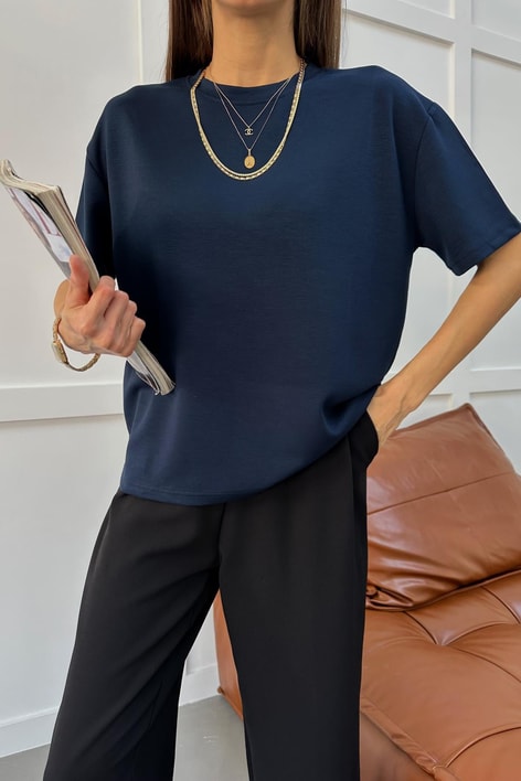 Oversize Modal Tshirt Lacivert