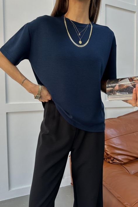 Oversize Modal Tshirt Lacivert