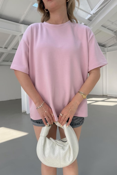 Oversize Modal Tshirt Pembe