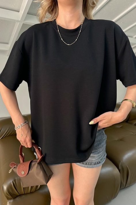 Oversize Modal Tshirt Siyah
