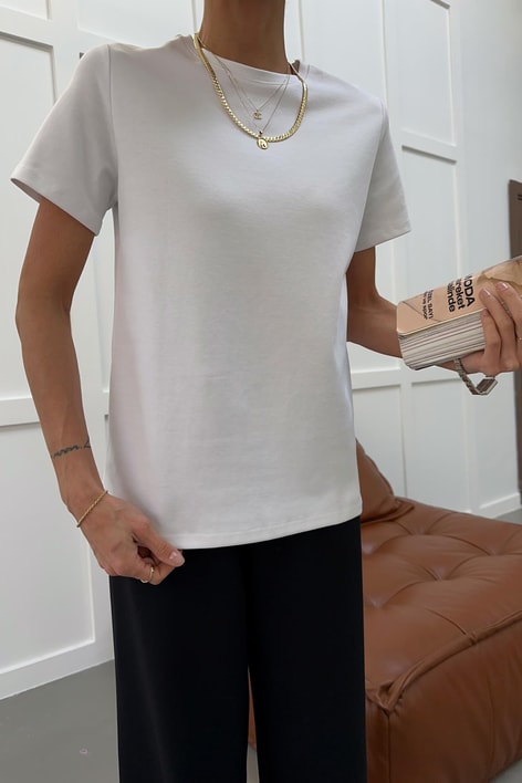 Pamuklu Basic Tshirt Beyaz