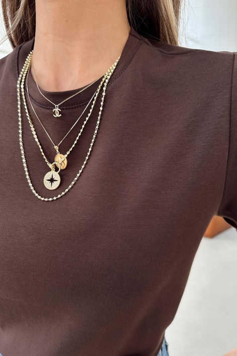 Pamuklu Basic Tshirt Kahve