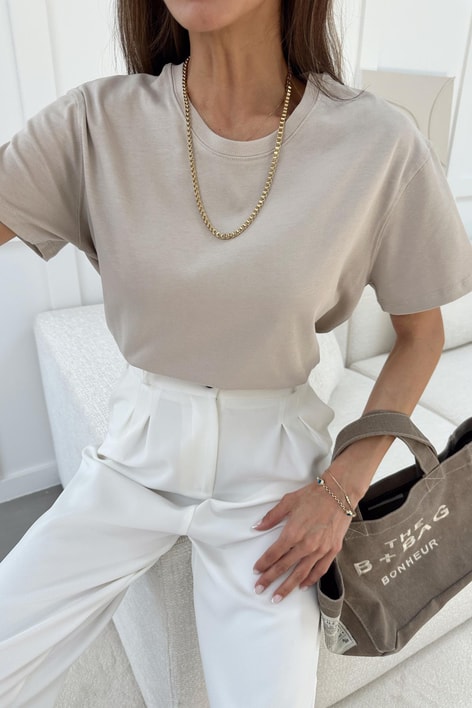 Pamuklu Oversize Tshirt Taş