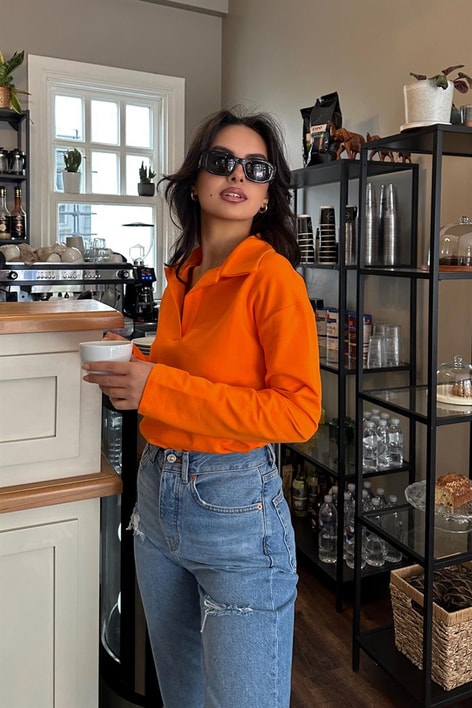 Polo Yaka Basic Tshirt Oranj