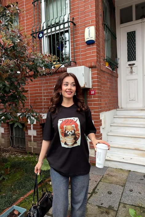 Raccoon  Tshirt Siyah