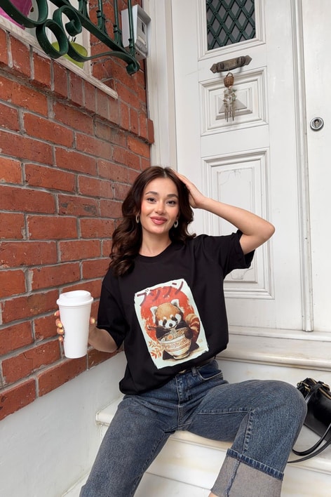 Raccoon  Tshirt Siyah