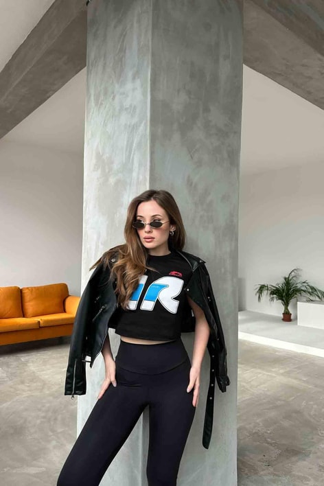 Rally Crop Tshirt Siyah