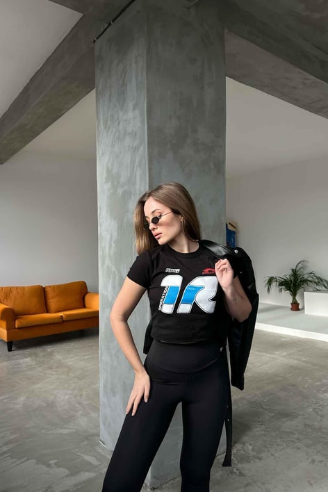 Rally Crop Tshirt Siyah