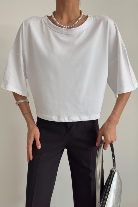 Relax Crop Tshirt Beyaz