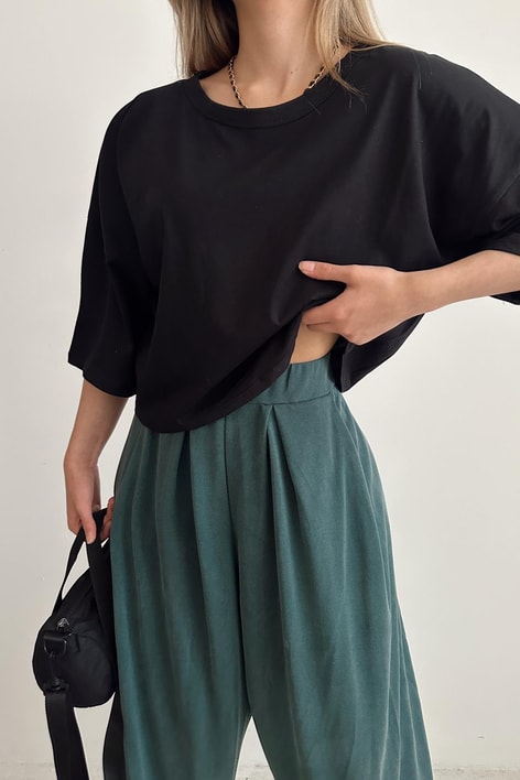 Relax Crop Tshirt Siyah