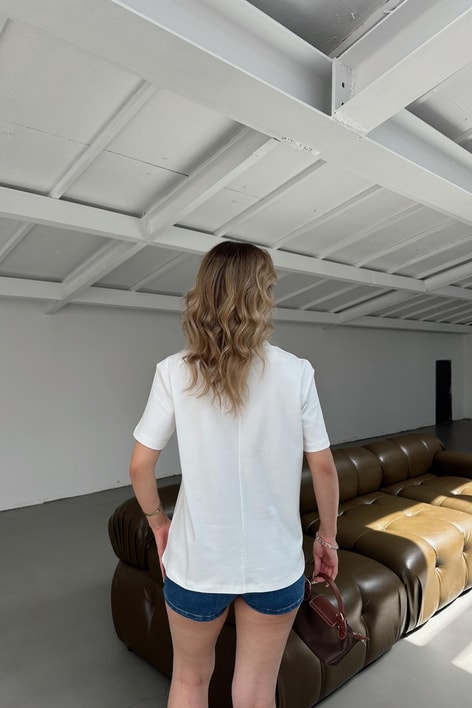 Ribanalı Premium Basic Tshirt Beyaz