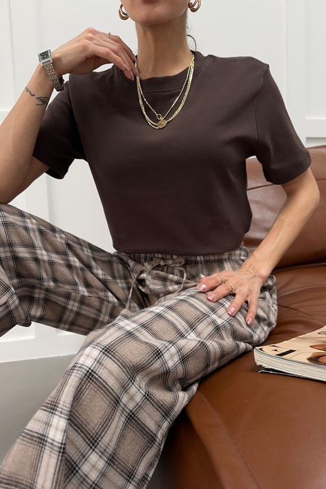 Ribanalı Premium Basic Tshirt Kahve