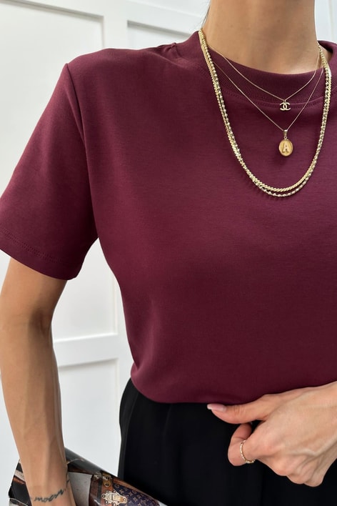 Ribanalı Premium Basic Tshirt Mürdüm