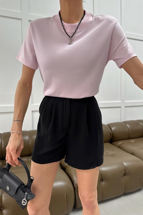 Ribanalı Premium Basic Tshirt Pembe