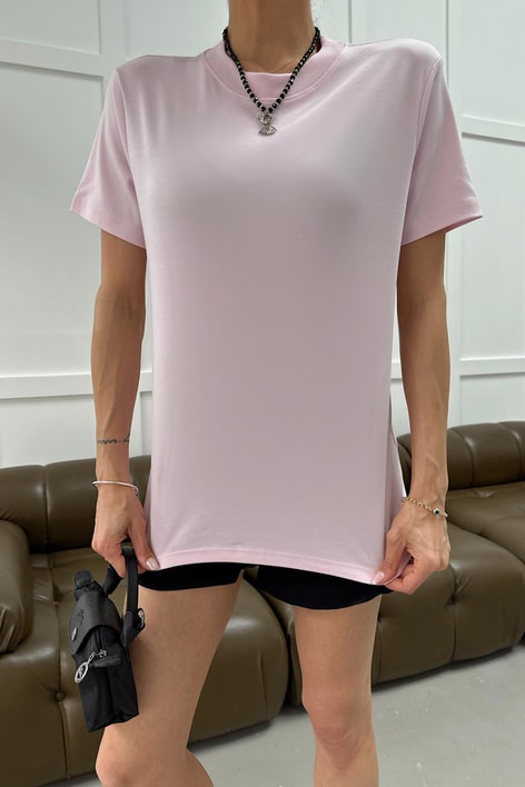 Ribanalı Premium Basic Tshirt Pembe
