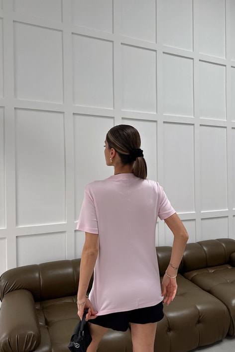 Ribanalı Premium Basic Tshirt Pembe