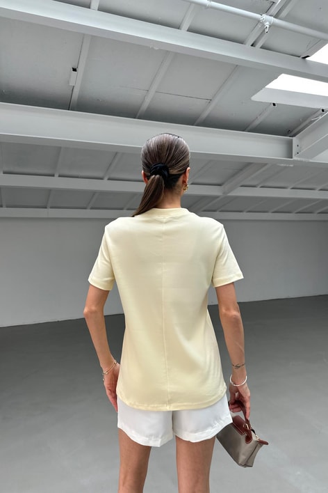 Ribanalı Premium Basic Tshirt Sarı