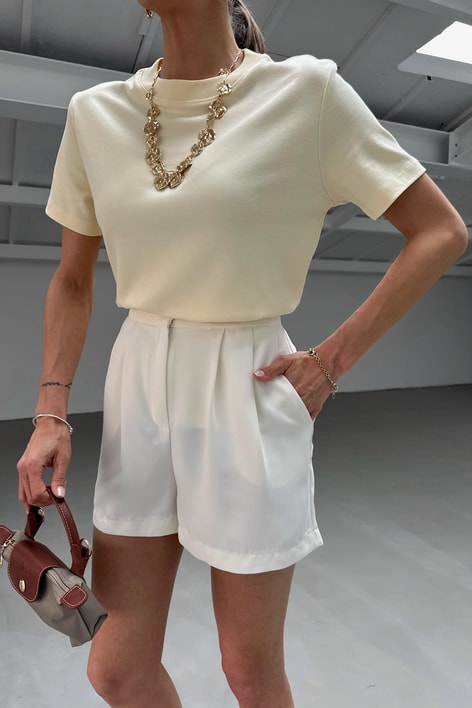 Ribanalı Premium Basic Tshirt Sarı