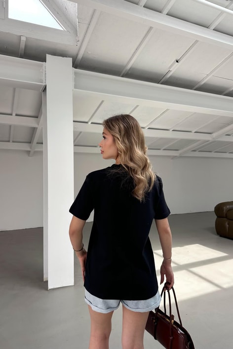 Ribanalı Premium Basic Tshirt Siyah
