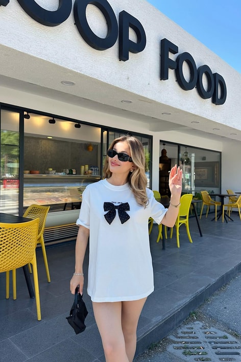 Ribbon Shine Tshirt Beyaz