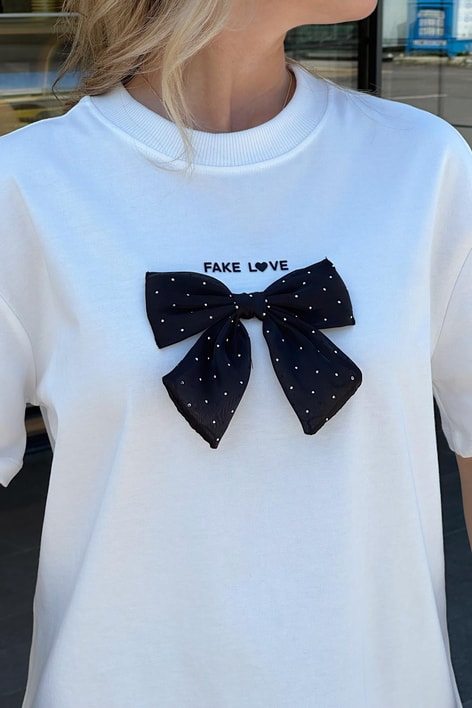 Ribbon Shine Tshirt Beyaz