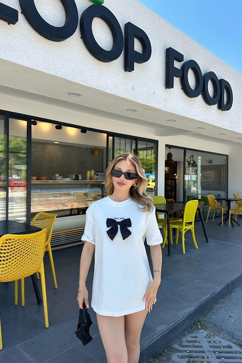 Ribbon Shine Tshirt Beyaz