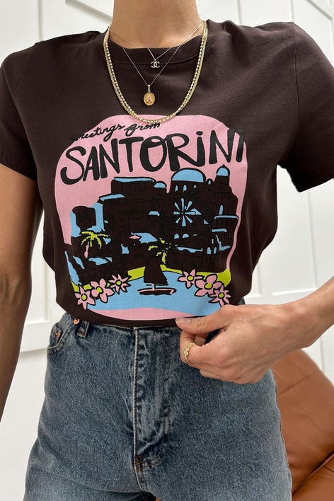 Santorini Tshirt Kahve