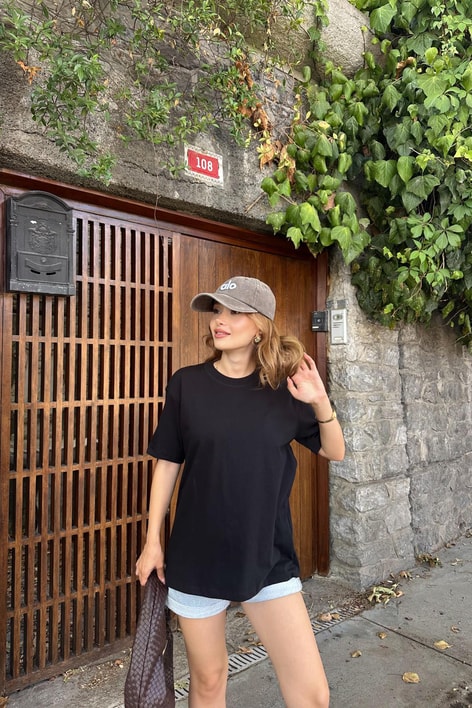 Şerit Ribana Basic Tshirt Siyah