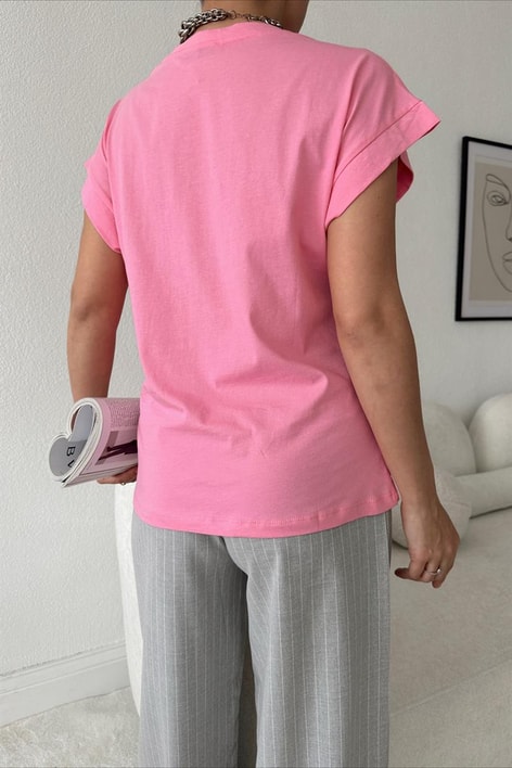 Sıfır Kol Basic Tshirt Pembe