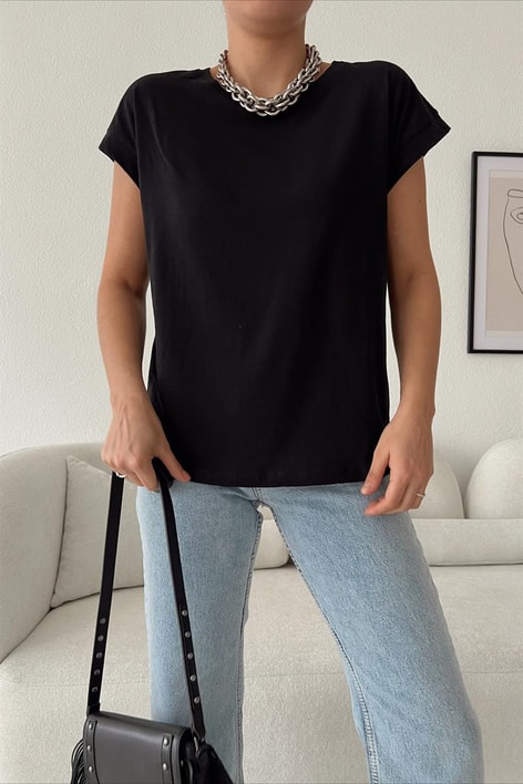Sıfır Kol Basic Tshirt Siyah