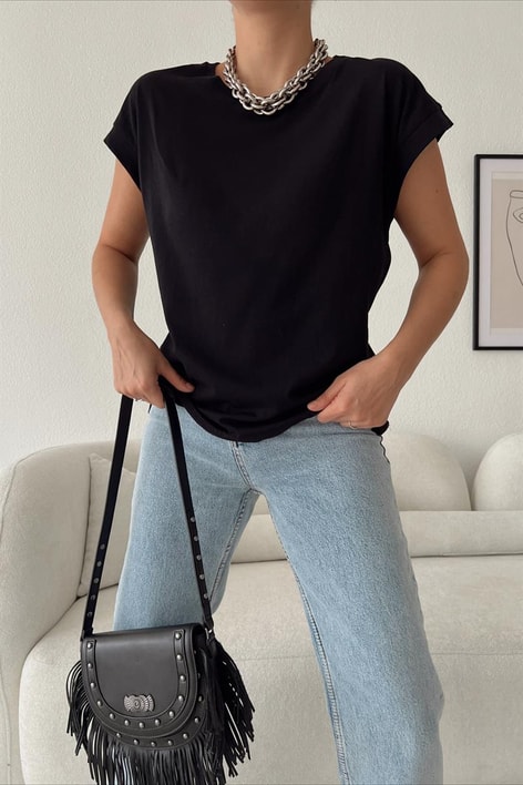 Sıfır Kol Basic Tshirt Siyah