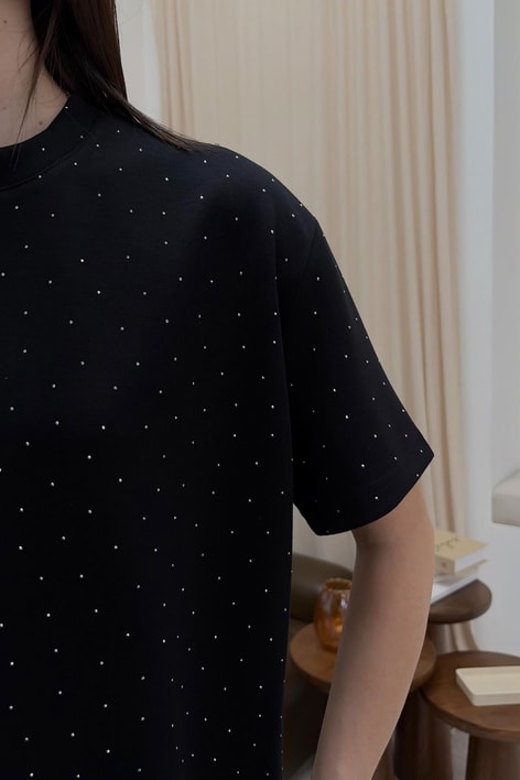 Taşlı Modal Tshirt Siyah