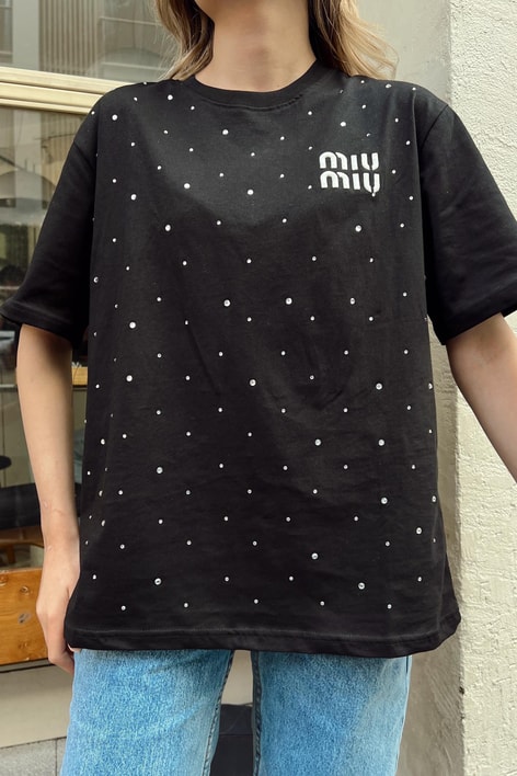 Taşlı Shine Tshirt Siyah