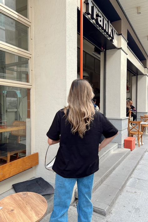 Taşlı Shine Tshirt Siyah