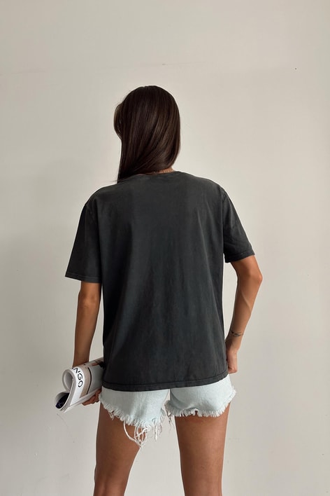 Taşlı Yıkama tshirt Antrasit